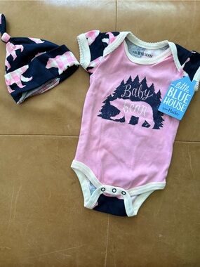 Little Blue House Onesie with Hat NWT 3-6M